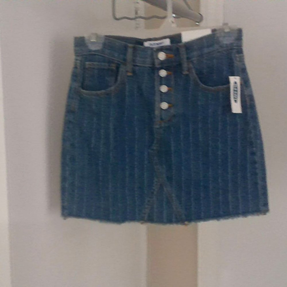 Stripped Jean Skirt